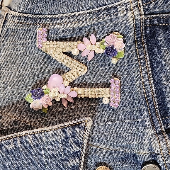 Pastel Rhinestone & Jeweled Initial M Accessory - Picture 2 of 6